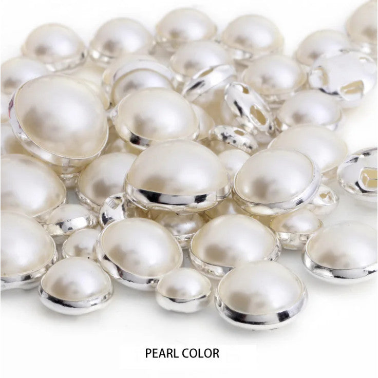 Pearl Buttons Imitation Pearl High Brightness Flat Bottom Half Side Pearl Hand Sewn Diy Accessories