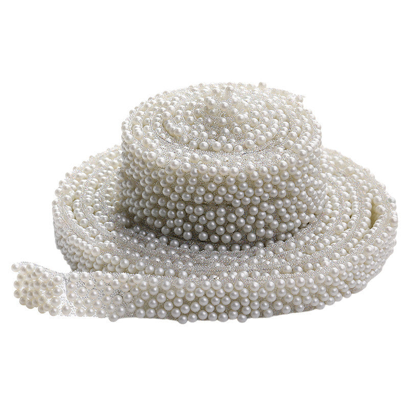 1.2cm Self-adhesive Pearl Strip ABS Imitation Pearl DIY Strips for Garment Shoes Hair Accessory