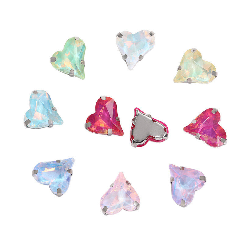 12*13mm Sweet Heart Shape Sew on Crystal Rhinestone for Dress Shoes Crafts Accessory