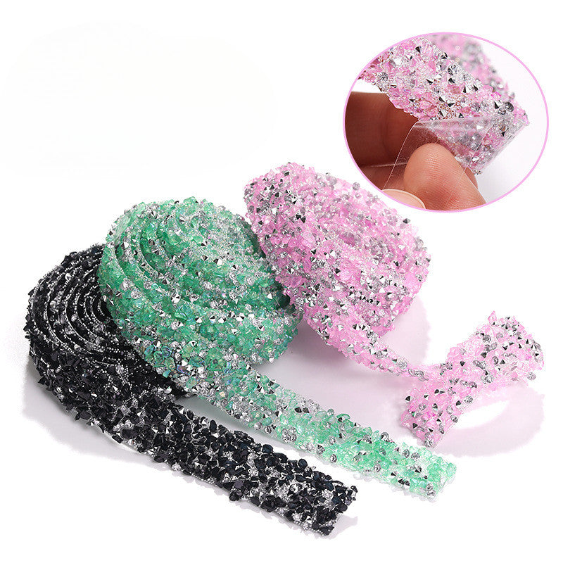 Self-adhesive Gloss Resin Inlaid Crystal Ribbon Strip Diy Handmade Accessories