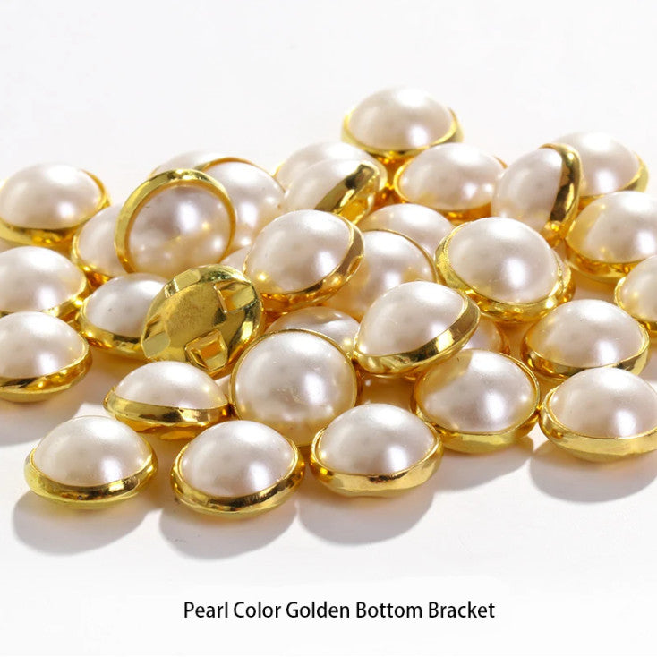 Pearl Buttons Imitation Pearl High Brightness Flat Bottom Half Side Pearl Hand Sewn Diy Accessories