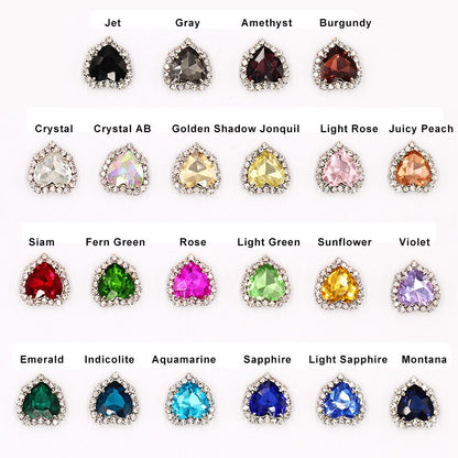 10pcs 14mm Love Crystal Buckle Glass Claw Rhinestones Enclosing Edge Hand Sewn Rhinestones Diy Clothing Accessories Materials