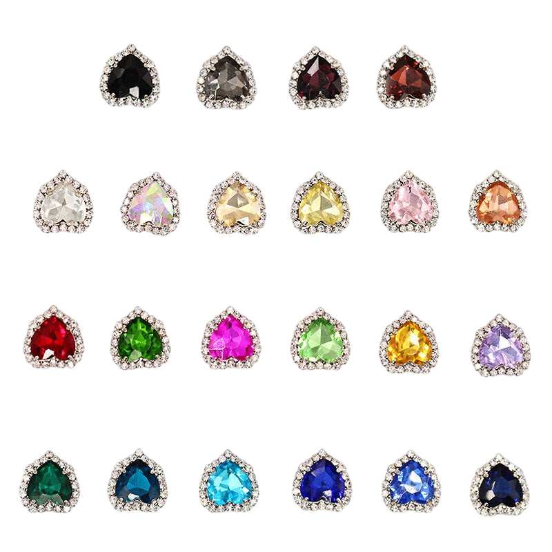 10pcs 14mm Love Crystal Buckle Glass Claw Rhinestones Enclosing Edge Hand Sewn Rhinestones Diy Clothing Accessories Materials