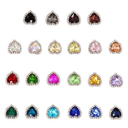 10pcs 14mm Love Crystal Buckle Glass Claw Rhinestones Enclosing Edge Hand Sewn Rhinestones Diy Clothing Accessories Materials