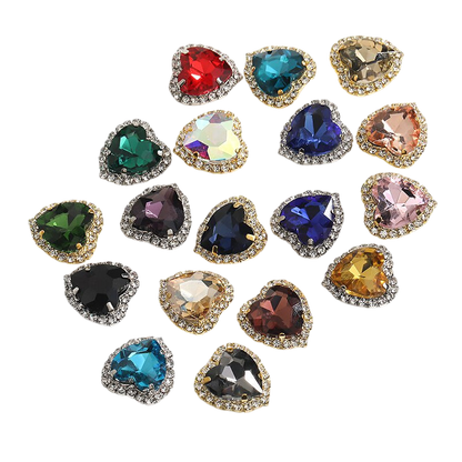 10pcs 14mm Love Crystal Buckle Glass Claw Rhinestones Enclosing Edge Hand Sewn Rhinestones Diy Clothing Accessories Materials