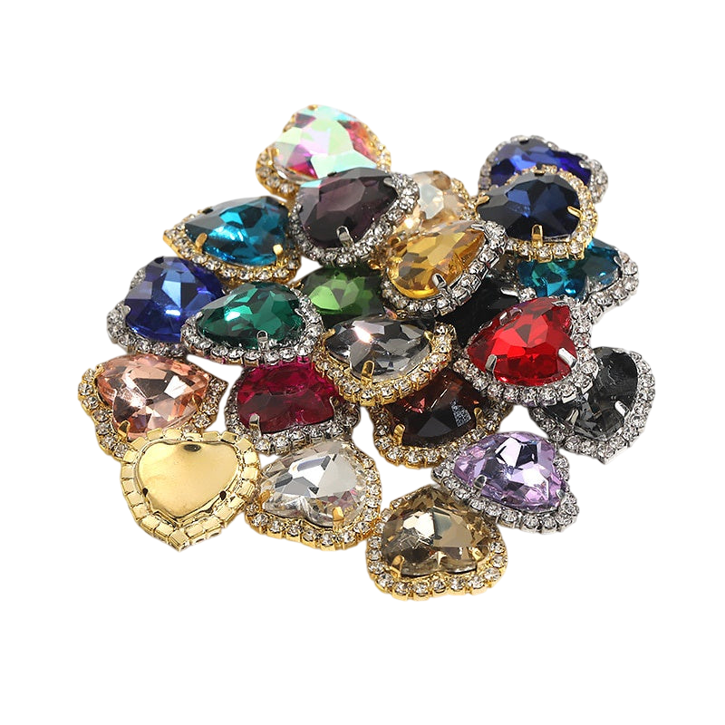 10pcs 14mm Love Crystal Buckle Glass Claw Rhinestones Enclosing Edge Hand Sewn Rhinestones Diy Clothing Accessories Materials