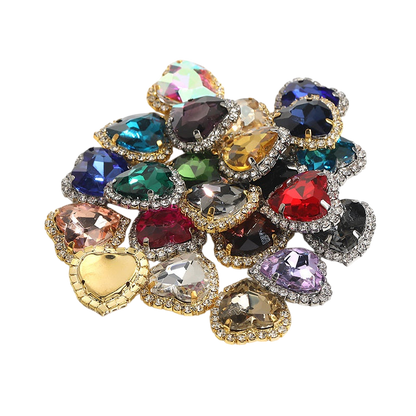 10pcs 14mm Love Crystal Buckle Glass Claw Rhinestones Enclosing Edge Hand Sewn Rhinestones Diy Clothing Accessories Materials